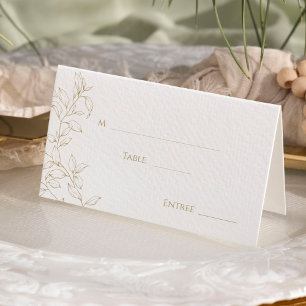 Cartão De Mesa Casamento Clássico Dourado Verde Dobrado