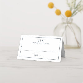 Cartão De Mesa Casamento Clássico Monograma Azul Marinho
