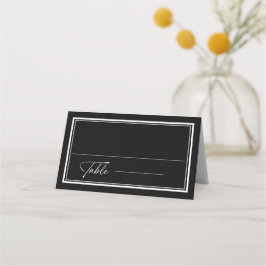 Cartão De Mesa Casamento Clássico Negro e Branco Moderno