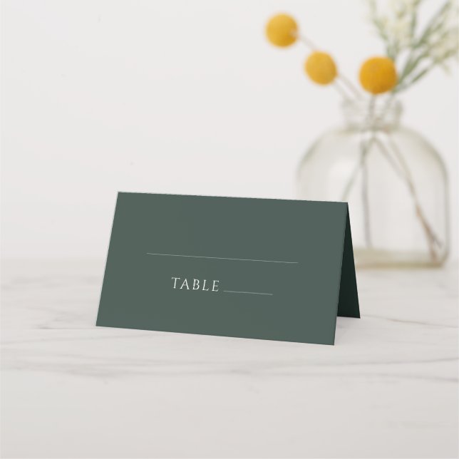 Cartão De Mesa Casamento Clássico Simples e Verde Floresta Minima (Frente)