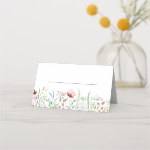 Cartão De Mesa Casamento Colorido de Prados de Flores Selvagens