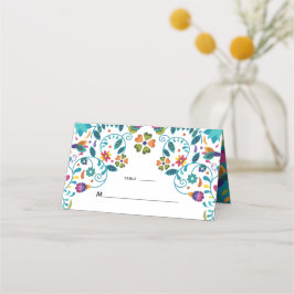 Cartão De Mesa Casamento Colorido Floral Elegante Mexicano