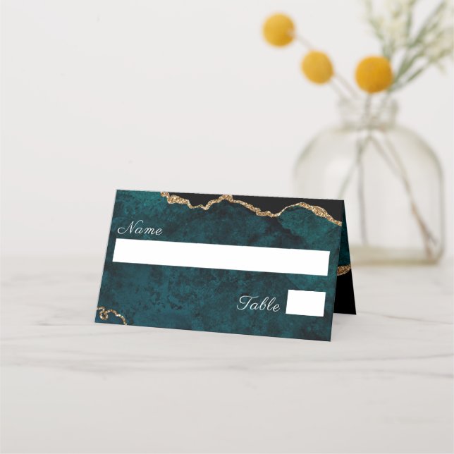 Cartão De Mesa Casamento com Águas de Teal Aqua (Frente)