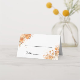 Cartão De Mesa Casamento com Aquarela Floral Rústica de Outono
