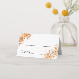 Cartão De Mesa Casamento com Aquarela Floral Rústica de Outono