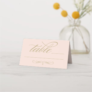 Cartão De Mesa Casamento com Caligrafia em Dourado e Rosa Elegant
