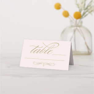 Cartão De Mesa Casamento com Caligrafia em Rosa Elegante Dourado