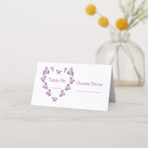 Cartão De Mesa Casamento com Design de Borboletas de Cor Púrpura