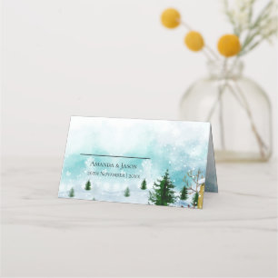 Cartão De Mesa Casamento com flocos de neve Snowy Frosty Winter M