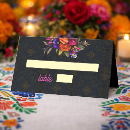 Cartão De Mesa Casamento com flores mexicanas elegantes