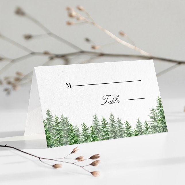 Cartão De Mesa Casamento com Floresta de Pinheiros Whimsical (Whimsical Pine Tree Forest Wedding Place Card)