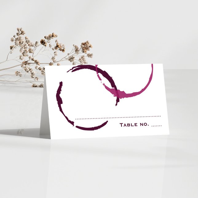 Cartão De Mesa Casamento com Mancha de Vinho Tinto Rústico (Criador carregado)
