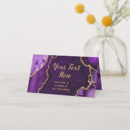 Cartão De Mesa Casamento com mármore roxo e Dourado