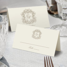 Casamento com Monograma Crest Vintage de Marfim El