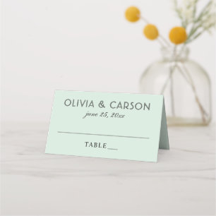 Cartão De Mesa Casamento com Monograma de Fonte Preta e Hortelã M