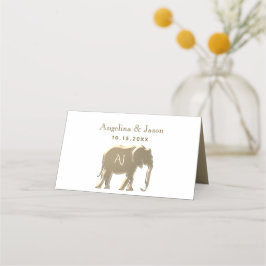 Cartão De Mesa Casamento com Monograma Dourado