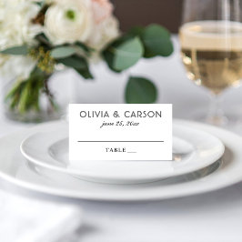 Cartão De Mesa Casamento com Monograma Preto e Branco Elegante