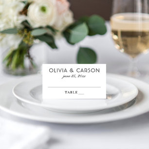 Cartão De Mesa Casamento com Monograma Preto e Branco Elegante