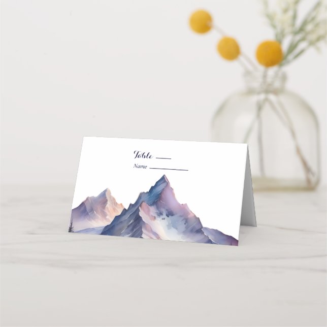 Cartão De Mesa Casamento com paisagens cobertas de neve (Frente)