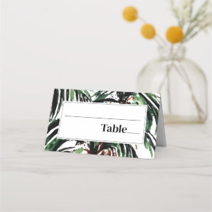Cartão De Mesa Casamento com Palmeiras Modernas de Praia Pintadas