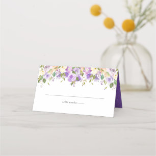 Cartão De Mesa Casamento com Púrpura e Creme Floral