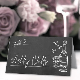 Cartão De Mesa Casamento com Quadro Negro Caprichoso Desenhado à