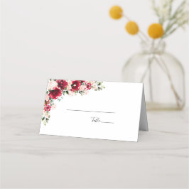 Cartão De Mesa Casamento com Rosa Elegante e Rosas Vermelhas