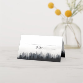 Cartão De Mesa Casamento com vegetação nebulosa mínima