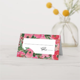 Cartão De Mesa Casamento Cor-de-Água Anêmona Rosa