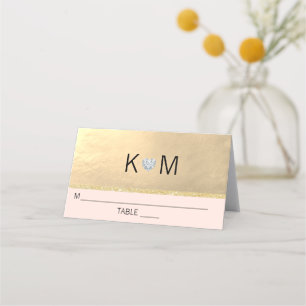 Cartão De Mesa Casamento Cor-de-rosa com Blush Dourado de Diamant