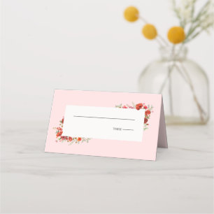 Cartão De Mesa Casamento Cor-de-rosa com flor selvagem