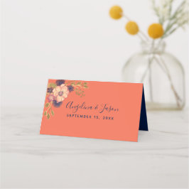 Cartão De Mesa Casamento Coral