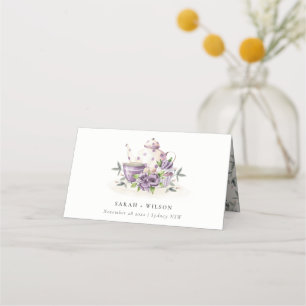 Cartão De Mesa Casamento da Taça Elegante Lilac Purple Flor