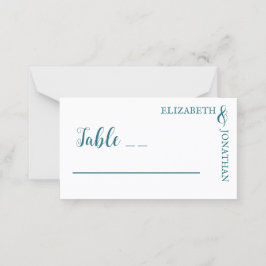 Cartão De Mesa Casamento da Tipografia Moderna do Teal Escuro