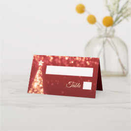 Cartão De Mesa Casamento das Luzes Douradas de Natal Vermelhas
