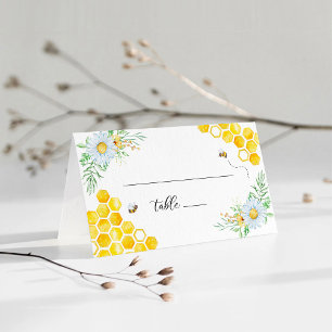 Cartão De Mesa Casamento de abelha com mel floral
