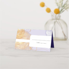 Cartão De Mesa Casamento de Abstrato e Roxo de Luxo