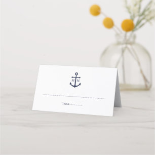 Cartão De Mesa Casamento de Âncora Azul Marinho Náutico