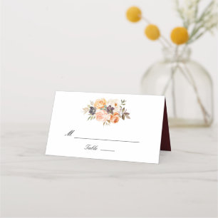 Cartão De Mesa Casamento de arbustos, ouro e blush