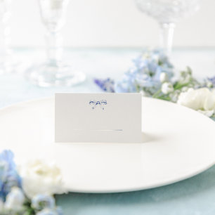 Cartão De Mesa Casamento de Arco de Vintage Azul Simples Dobrado