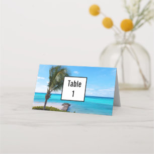 Cartão De Mesa Casamento de árvore de palmeira tropical linda e a