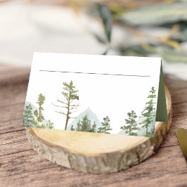 Cartão De Mesa Casamento de árvores da floresta montanhosa rústic