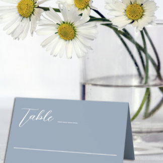 Cartão De Mesa Casamento de Azul Mínimo Dusty
