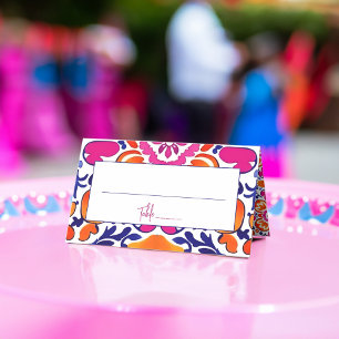 Cartão De Mesa Casamento de azulejos mexicanos de talavera cor-de
