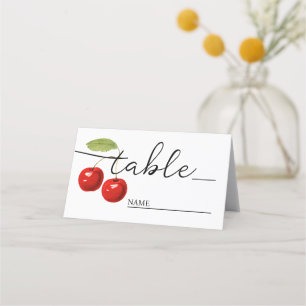 Cartão De Mesa Casamento de Bohermian com Cerejas Vermelhas na mo