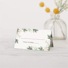 Cartão De Mesa Casamento de Boho Leaf Boho, Dourado Elegante Verd