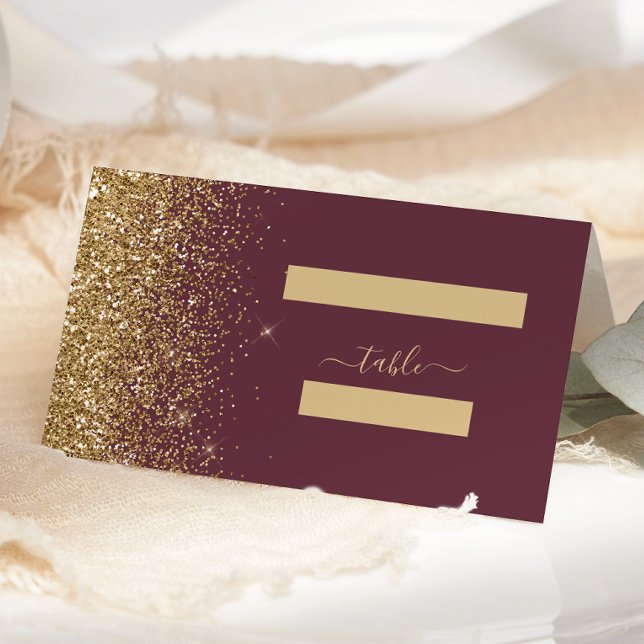 Cartão De Mesa Casamento de Borda Dourada com Glitter Moderno Dar (Criador carregado)