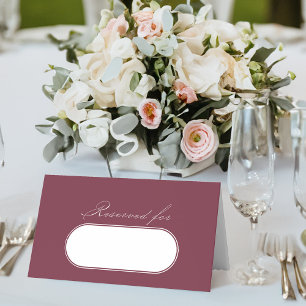 Cartão De Mesa Casamento de Borgonha da Caligrafia Elegante Reser