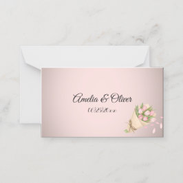 Cartão De Mesa Casamento de Buquê de Tulipas Rosa Elegante