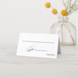 Cartão De Mesa Casamento de Caligrafia Elegante